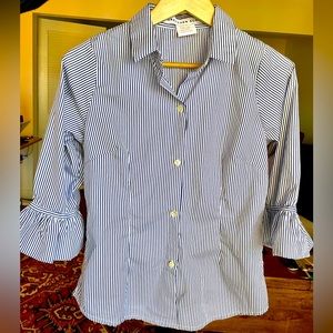 Gretchen Scott Blue/White Striped Blouse